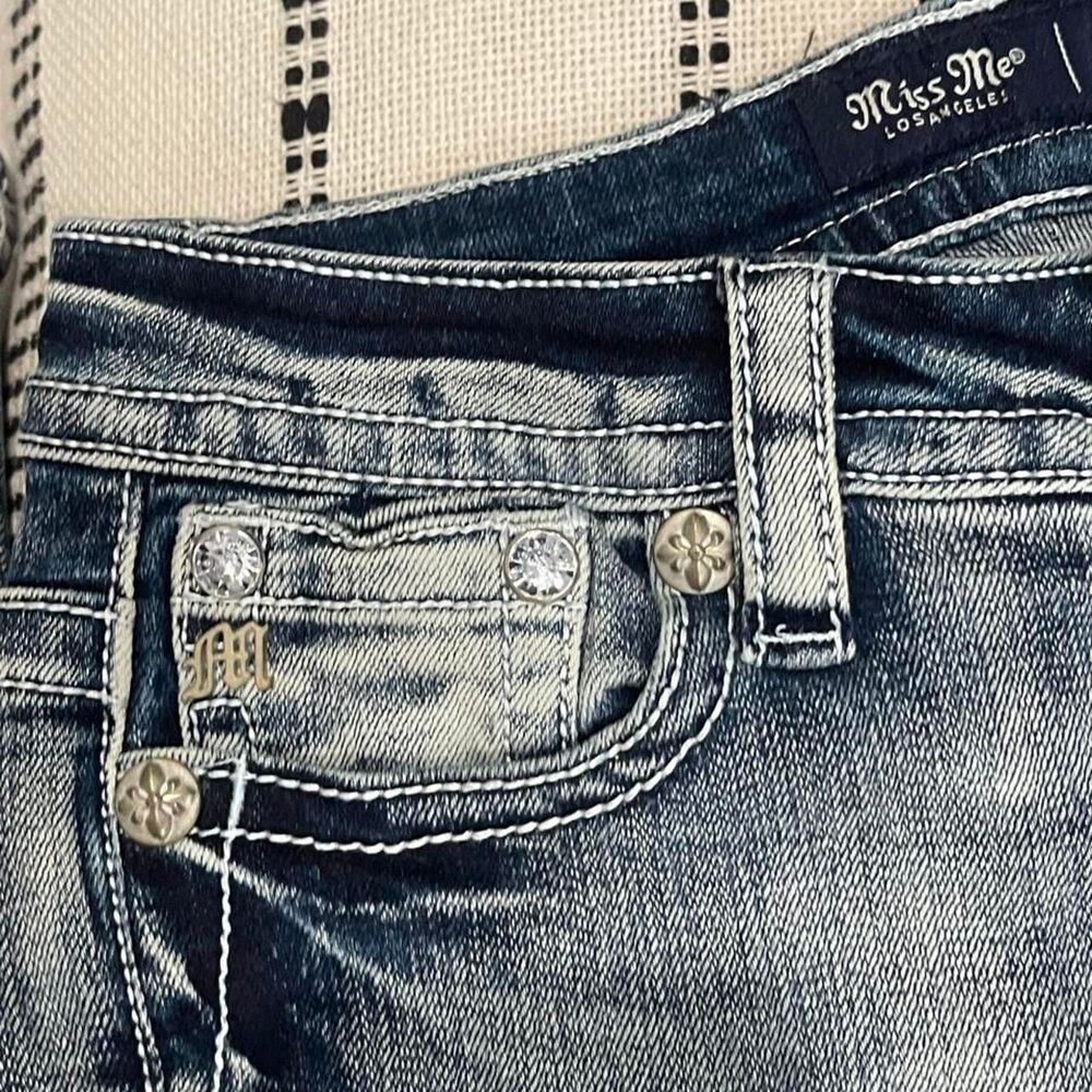 Miss Me blue bootcut jeans with rhinestone cross design - Picture 7 of 8